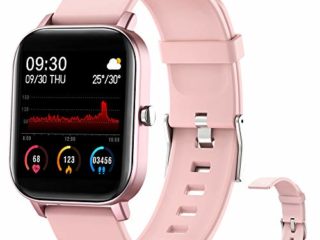 NAIXUES Smartwatch, Reloj Inteligente Impermeable IP67 Reloj Deportivo 1.4" Pantalla Táctil Completa con Pulsómetro, Monitor de Sueño, Podómetro, Notificaciones para Mujer Hombre (Rosa)