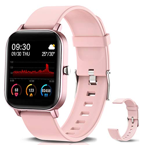 NAIXUES Smartwatch, Reloj Inteligente Impermeable IP67 Reloj Deportivo 1.4" Pantalla Táctil Completa con Pulsómetro, Monitor de Sueño, Podómetro, Notificaciones para Mujer Hombre (Rosa)