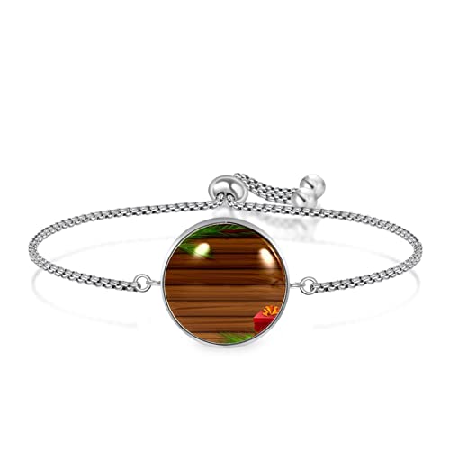 nakw88 Pulseras de acero inoxidable con patrones para mujeres y niñas ajustables | Exquisita caja de tablero de madera con piña y regalos