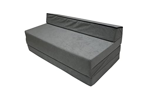 Natalia Spzoo Colchón plegable cama de invitados forma de sillón sofá de espuma 200 x 120 cm (Gris 1008)