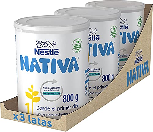 Nativa 1 - Leche para lactantes en polvo, fórmula Para bebés, desde el primer día 3x800g
