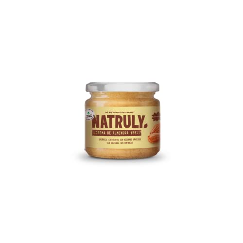 NATRULY Crema de Almendras Orgánica Crunchy, Mantequilla de Almendras Sin Azúcar, Sin Gluten, Sin Aceite de Palma - 300g