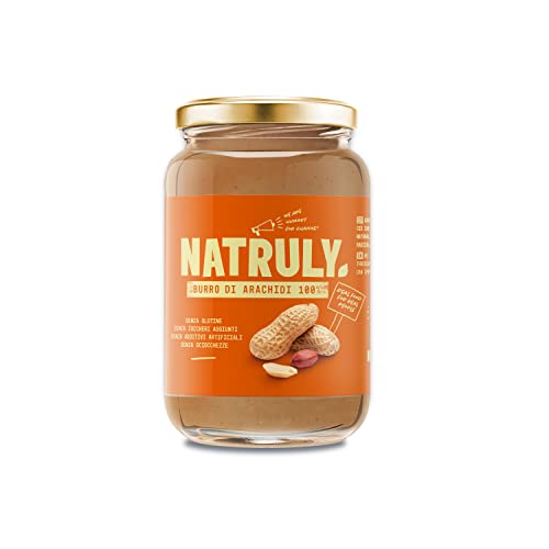 NATRULY Crema de Cacahuete Sin Azúcar, Vegana, Sin Gluten, Sin Lactosa, 100% Cacahuete Natural (500g)