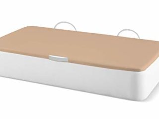 Naturconfort Canapé Abatible Tapizado Apertura Lateral Tapa 3D Beis Low Cost Blanco 80x180cm Envio y Montaje Gratis
