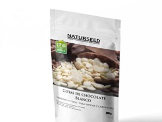 Naturseed - Gotas de Chocolate sin azúcar - Erythritol y Stevia - Para coberturas , fundir (Blanco 200gr)