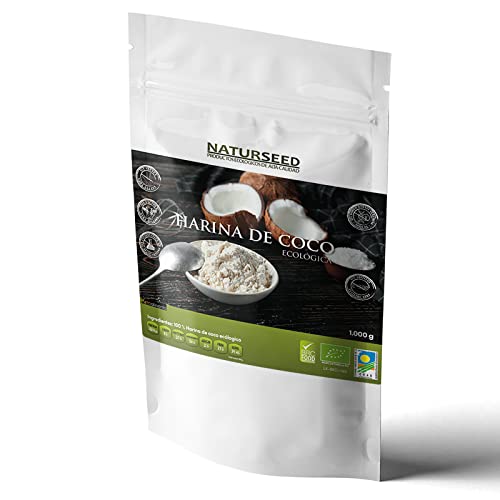 NATURSEED - Harina De Coco Ecologica Bio - Organica - Sin Refinar - Sin Blanquear - Sin Gluten (1 KG)