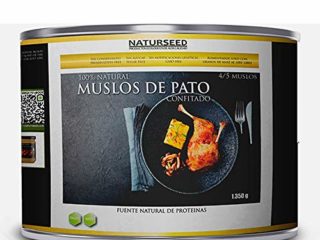 Naturseed - Pato Confitado - Criados en libertad, comiendo hierba y maiz no GMO - El pato mas rico y sabroso en solo 10 min de horno o microondas - Conservados en su propia Grasa (4-5 muslos)