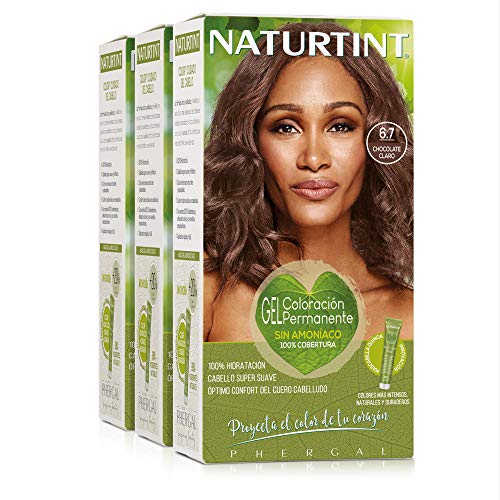 Naturtint Biobased | Coloración sin amoniaco | 6.7 Chocolate Claro | Pack de 3 | 100% cobertura de canas | Ingredientes vegetales | Color natural y duradero | 170 ml