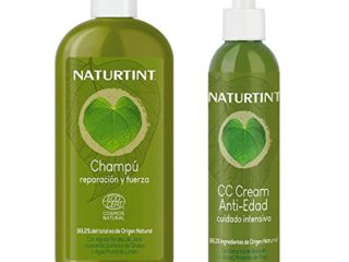 Naturtint Eco Champú Reparación + CC Cream - Nutre, Repara y Fortalece, Cabello Hidratado y con Brillo, 99% Ingredientes Naturales, Sin Siliconas ni Parabenos - 330 ml