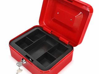 Navaris Caja fuerte para dinero - Organizador de efectivo con cerradura y compartimento interior - Para billetes monedas documentos con dos llaves