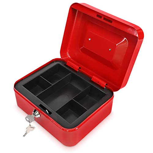 Navaris Caja fuerte para dinero - Organizador de efectivo con cerradura y compartimento interior - Para billetes monedas documentos con dos llaves