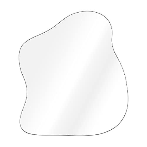 Navaris Espejo de Pared Original - Espejo Decorativo sin Marco con Forma Ondulada - Decoración para baño Dormitorio Pasillo recibidor - 37.5 x 32 CM