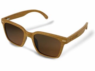 Navaris Gafas de sol de madera filtro UV - Marco de madera multicapa - Lentes polarizadas - Estuche de corcho - Gafas de sol retro unisex - Marrón