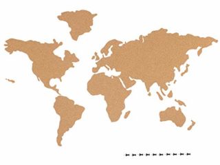 Navaris Mapa de Corcho Pared - Mapamundi Autoadhesivo para Fotos Banderas Carteles - con 10x Chincheta para marcar Lugares visitados - 102 x 50.3 CM