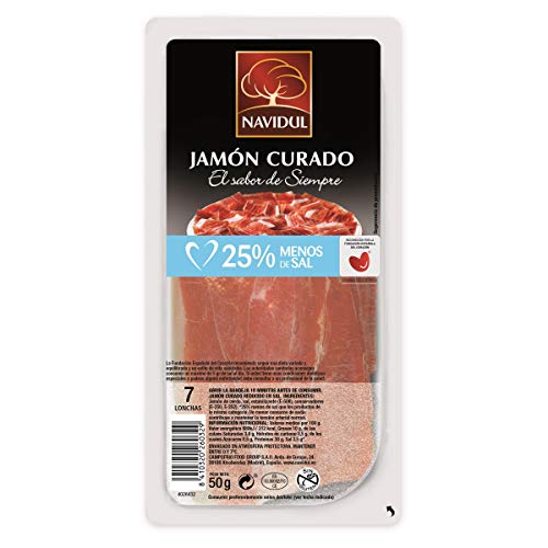 Navidul Lonchas Jamón Curado Reducido en Sal, 50g