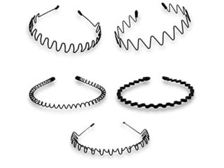 Ncheli 5pcs Banda para el pelo de metal unisex,Multiestilo Diademas de Metal Diademas de Metal unisex Aro Spring Wave diadema para el cabello para hombres mujeres con banda de goma