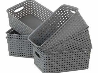 Neadas Cestas de Almacenamiento para Baño o Cocina, Color Gris, Paquete de 6 Unidades