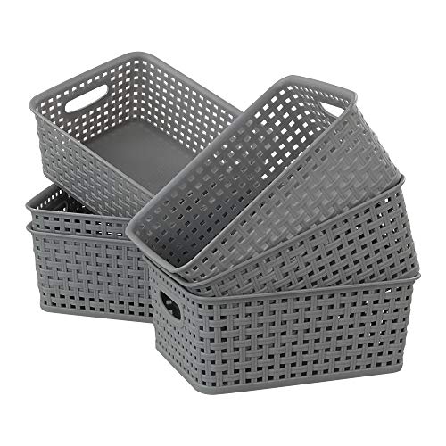 Neadas Cestas de Almacenamiento para Baño o Cocina, Color Gris, Paquete de 6 Unidades