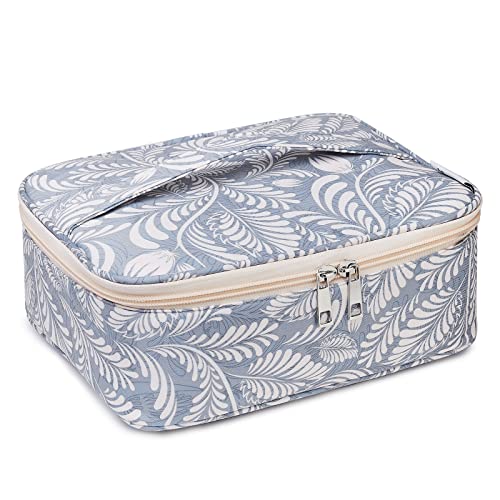 Neceser de Viaje para Maquillaje, Organizador Grande para Mujeres y niñas (Hoja Azul)
