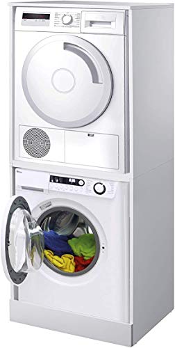 Negrari 6008ALKR - Mueble de columna para lavadora-secadora, blanco, estándar
