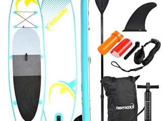 nemaxx Tabla de paddel Surf Sup 320x78x15 cm, Turquesa/Amarillo - Tabla de Paddle Board - Tabla de Surf - Hinchable con Mochila, remos, Aletas, Bomba de Aire, Kit de reparación, Correa para pie.