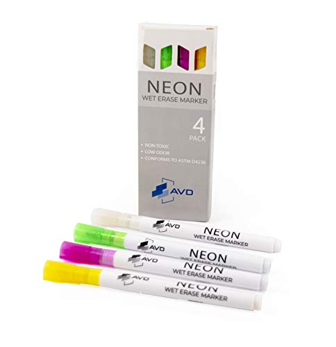 Neón Marcadores Para Pizarra Negra /Rotuladores de Tiza Liquida Para Vidrio/Escuela u Oficina - Paquete de 4