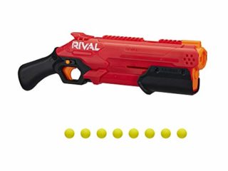 NERF - Rival Takedown XX-800 Blaster: Pistola neumática de acción, con carga posterior y capacidad de 8 balas, 27 m/s, con 8 balas oficiales - Equipo rojo