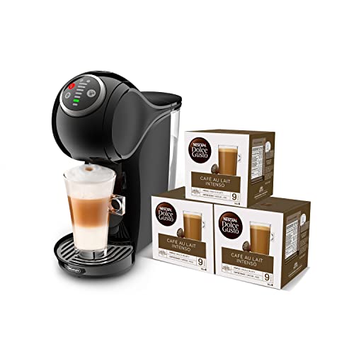 Nescafé Dolce Gusto Genio Plus De'Longhi EDG315.B - Cafetera Automática de Cápsulas De'Longhi, 15 Bares, 0.8 L, Color Negro + Nescafé DOLCE GUSTO CAFÉ CON LECHE INTENSO - Paquete de 48 cápsulas