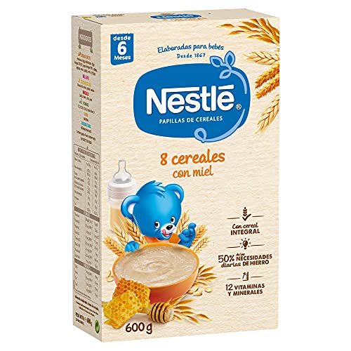 Nestlé Papilla 8 Cereales con Miel, Alimento para Bebés, 600g