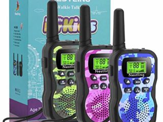 Nestling Walkie Talkie para niños, Camuflaje al Aire Libre, 8 Canales, Radio de 2 vías, Juguetes, Linterna LCD retroiluminada, Rango de 3 Millas para Actividades Infantiles (3pcs Camuflaje)