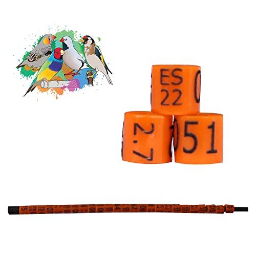 nestQ Anillas Canarios Españolitos Jilgueros Mayor Exoticos 2022 Color Naranja Federativo Policromo Grabado Laser Cerradas 2.7 mm Numeradas con Año Marcado 1 Tira 25 Anillas