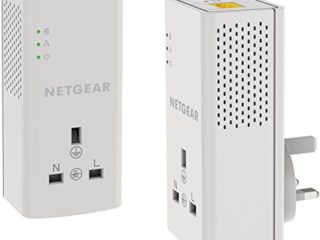 Netgear - Adaptador de línea eléctrica con 1 Puerto de Red, 1 Puerto PLP1000-100UKS y Salida Extra, Paquete de 2 1 GB