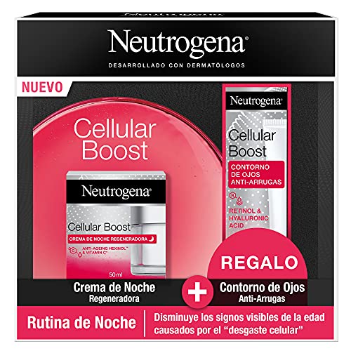 Neutrogena Cellular Boost Antiedad Rutina de Noche con Crema de Noche Regeneradora y Contorno de Ojos, Pack de 3 Unidades