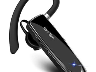 New Bee Auriculares Manos Libres, Auricular Bluetooth Inalámbrico Negocio con Micrófono Auricular para iPhone, Samsung, Huawei, Xiaomi, HTC, LG, Sony, PC 60 Días en Espera (Negro)