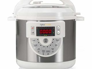 NEWCOOK Olla Programable Newcook Delicious Blanca, Olla a Presión Multifunción Eléctrica con Voz, 15 Funciones, 1000W,6 l, 4 Niv. Presión,Cubeta con recubrimiento cerámico. Accesorio para Freír