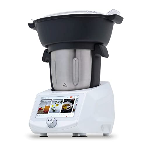 NEWCOOK - Robot de Cocina Multifunción ROBOTMIX RM990 con Wifi, 1400W, 3L, 12 Velocidades + Turbo, 8 Accesorios, 8 Programas, 28 Funciones, Temperatura 37-130ºC. Incluye Vaporera y Recetas Guiadas