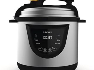 NEWLUX - Olla Programable 6L Chef Pot V110 Ollas a Presión Eléctrica, 10 Menús, 1000W, Programable 24 h, Preserva el Calor, Efecto Presurización, Sistema Duopresión, Cubeta 100% Antiadherente