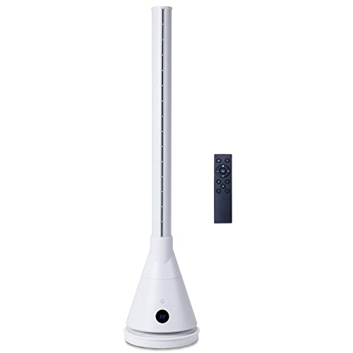 NEWTECK Ventilador de Torre Dual 365 Blanco, con Función Calor, Temp. Ajustable 1-30ºC, Termostato, Temporizador 8h, Táctil, Mando a Distancia, Oscilante, 4 niveles Calor y 9 Frío, 1800W