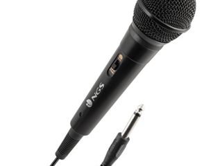NGS Singer Fire - Micrófono Vocal Dinámico, Micrófono con Cable de 3 Metros, Conexión Jack 6,3mm y Botón On/Off