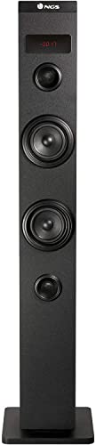 NGS Sky Charm - Altavoz de Torre, Bluetooth de 50W con Mando a Distancia, Entrada Óptica, USB, Radio FM y Entrada AUX, Color Negro
