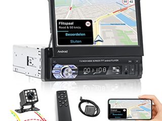NHOPEEW Android Radio Coche Bluetooth Pantalla con FM WiFi Navegación GPS Enlace Espejo, Autoradio 1din Pantalla Coche con cámara de visión Trasera