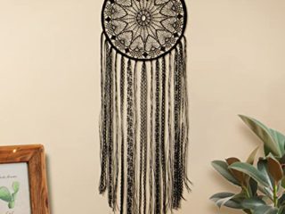 Nice Dream Atrapasueños Negro, Atrapasueños Hechos a Mano de Encaje de Ganchillo para Decoración del Hogar Colgante de Pared (Negro)