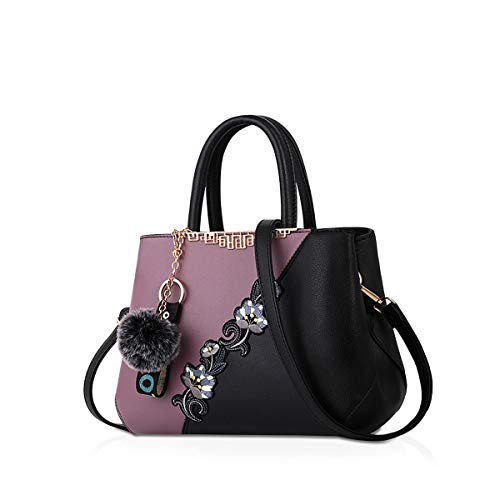 NICOLE & DORIS Bolsos de Mujer Bolsos de Moda Bolso Estampado de Flores Bolsos de Mano Bolsos de Hombro Noir