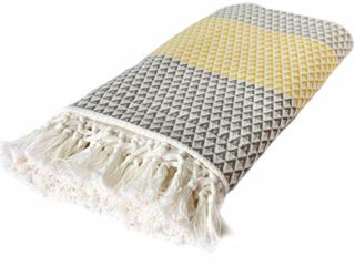 Nielsen Dana - Manta (150 x 200 cm, algodón Bohemio), diseño Estampado, Color Blanco, marrón y Amarillo