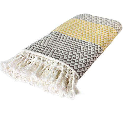 Nielsen Dana - Manta (150 x 200 cm, algodón Bohemio), diseño Estampado, Color Blanco, marrón y Amarillo