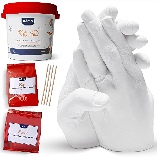 Niimo 3D Kit Huella Niños Familias adultos Kit 3D Completo Alginato para Moldes de Manos y Yeso de Alta Calidad Envase y Herramientas Fácil Elaboración Esculturas Realistas
