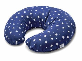 Niimo Cojin Lactancia Bebè Funda Cojin 100% Algodòn Extraíble y Lavable Almohada Multifuncional para Madre y Bebé Relleno de Fibra de Poliéster (Azul-Estrella Blanca)
