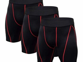 Niksa Mallas Cortas Running Hombre Pantalones Cortos de Compresión para Deporte, Fitness, Gym Negro Rojo XL