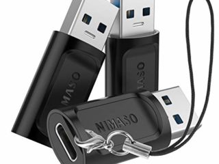 NIMASO Adaptador USB C a USB 3.0（3Piezas,USB C Hembra a USB Macho Adaptador de Carga Rápida Double Cara 3.0 para MacBook,Samsung S20,Google Pixel 4,Huawei y Otros Dispositivos con USB C-Negro