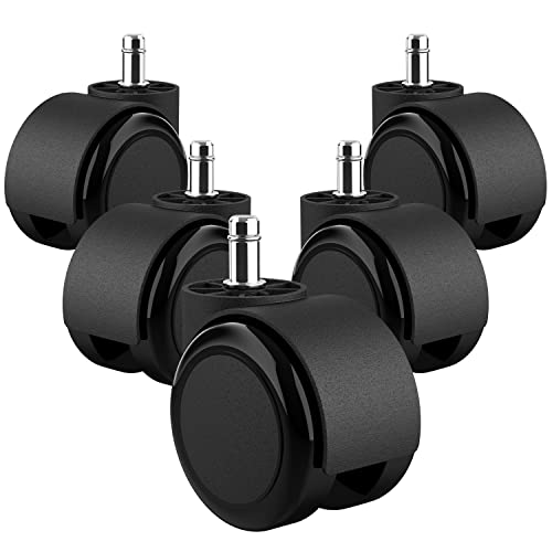 Nirox Juego de 5 Ruedas para sillas de oficina 11 mm x 22 mm - Ruedas para suelos duros de hasta 175 kg - Ruedas para sillas giratorias sin arañazos - Ruedas para sillas de oficina